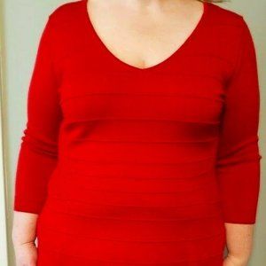 Lane Bryant Deep V-Neck 3/4 Sleeve Ribbed Sweater